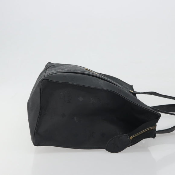 MCM Vicetos Tote Bag PVC Leather Black Gold Tone Auth BA14872