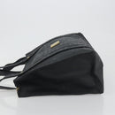 MCM Vicetos Tote Bag PVC Leather Black Gold Tone Auth BA14872-5