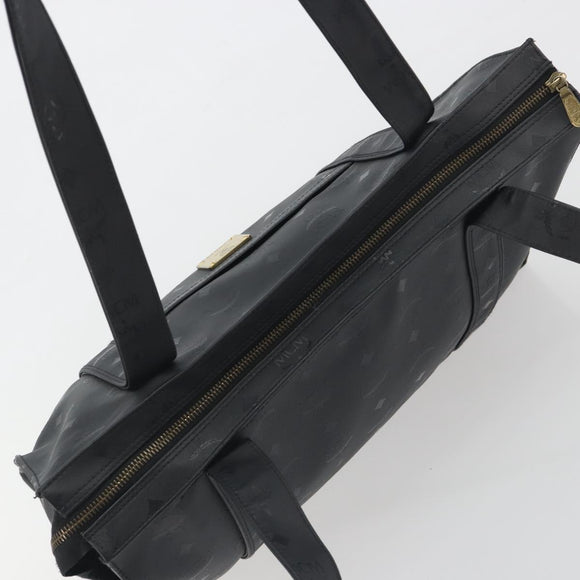 MCM Vicetos Tote Bag PVC Leather Black Gold Tone Auth BA14872