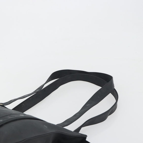 MCM Vicetos Tote Bag PVC Leather Black Gold Tone Auth BA14872