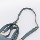 Miu Miu Tote Bag Leather 2way Blue Gold Tone Auth BA14873-10