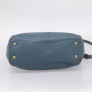 Miu Miu Tote Bag Leather 2way Blue Gold Tone Auth BA14873-11