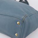 Miu Miu Tote Bag Leather 2way Blue Gold Tone Auth BA14873-12