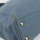 Miu Miu Tote Bag Leather 2way Blue Gold Tone Auth BA14873-13