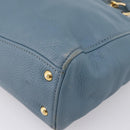 Miu Miu Tote Bag Leather 2way Blue Gold Tone Auth BA14873-14