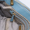 Miu Miu Tote Bag Leather 2way Blue Gold Tone Auth BA14873-20