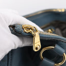 Miu Miu Tote Bag Leather 2way Blue Gold Tone Auth BA14873-23