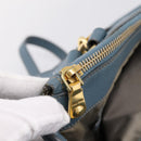 Miu Miu Tote Bag Leather 2way Blue Gold Tone Auth BA14873-25