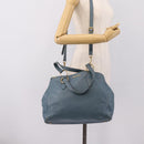 Miu Miu Tote Bag Leather 2way Blue Gold Tone Auth BA14873-27