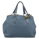 Miu Miu Tote Bag Leather 2way Blue Gold Tone Auth BA14873-3