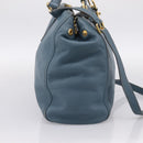 Miu Miu Tote Bag Leather 2way Blue Gold Tone Auth BA14873-4