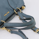 Miu Miu Tote Bag Leather 2way Blue Gold Tone Auth BA14873-7