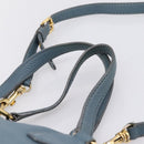 Miu Miu Tote Bag Leather 2way Blue Gold Tone Auth BA14873-8