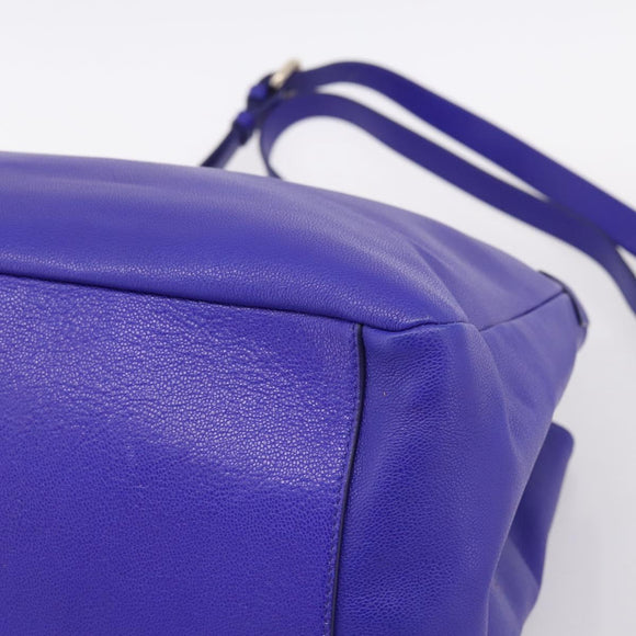 VERSACE Medusa Tote Bag Leather 2way Blue Gold Tone Auth BA14875V
