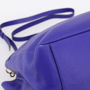 VERSACE Medusa Tote Bag Leather 2way Blue Gold Tone Auth BA14875V-15