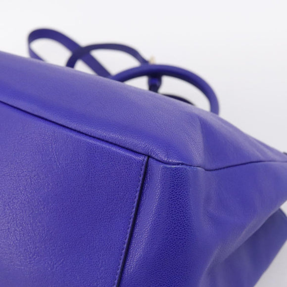 VERSACE Medusa Tote Bag Leather 2way Blue Gold Tone Auth BA14875V