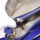VERSACE Medusa Tote Bag Leather 2way Blue Gold Tone Auth BA14875V-22
