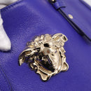 VERSACE Medusa Tote Bag Leather 2way Blue Gold Tone Auth BA14875V-11