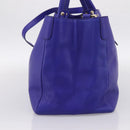 VERSACE Medusa Tote Bag Leather 2way Blue Gold Tone Auth BA14875V-3