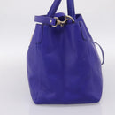 VERSACE Medusa Tote Bag Leather 2way Blue Gold Tone Auth BA14875V-4
