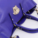 VERSACE Medusa Tote Bag Leather 2way Blue Gold Tone Auth BA14875V-6