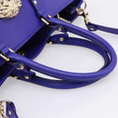 VERSACE Medusa Tote Bag Leather 2way Blue Gold Tone Auth BA14875V-7