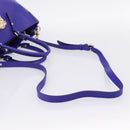 VERSACE Medusa Tote Bag Leather 2way Blue Gold Tone Auth BA14875V-8