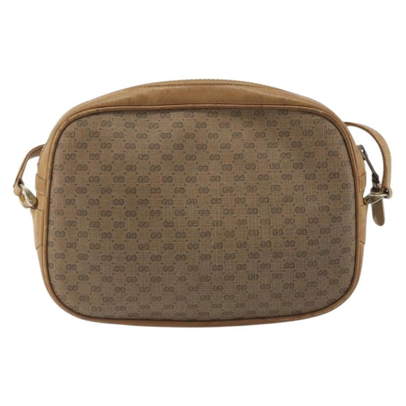 GUCCI Micro GG Shoulder Bag PVC Leather Beige Gold Tone 26 001 3628 Auth BA14880