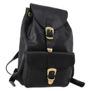 Gianni Versace Medusa Backpack Leather Black Gold Tone Auth BA14881-1