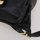 Gianni Versace Medusa Backpack Leather Black Gold Tone Auth BA14881-10