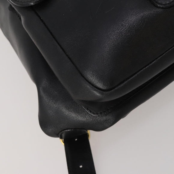 Gianni Versace Medusa Backpack Leather Black Gold Tone Auth BA14881