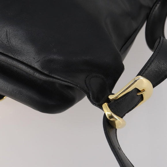 Gianni Versace Medusa Backpack Leather Black Gold Tone Auth BA14881