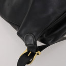 Gianni Versace Medusa Backpack Leather Black Gold Tone Auth BA14881-13