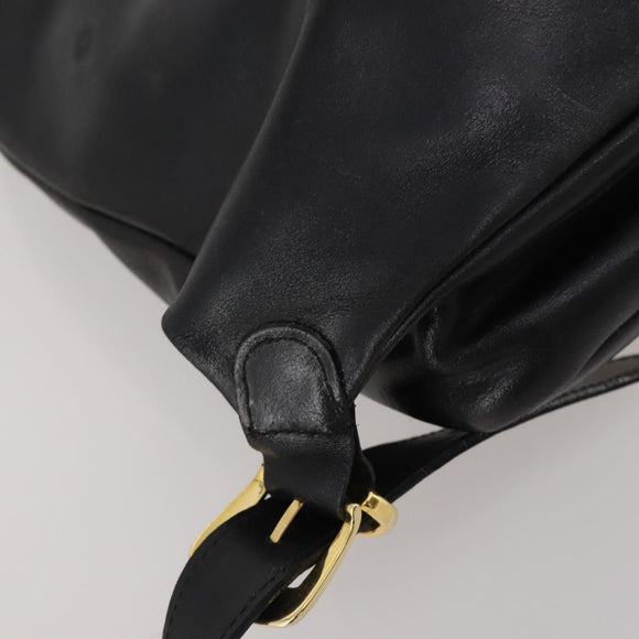 Gianni Versace Medusa Backpack Leather Black Gold Tone Auth BA14881