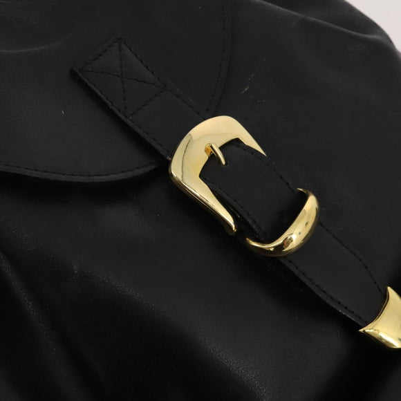 Gianni Versace Medusa Backpack Leather Black Gold Tone Auth BA14881
