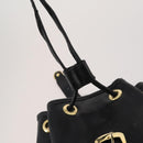 Gianni Versace Medusa Backpack Leather Black Gold Tone Auth BA14881-15