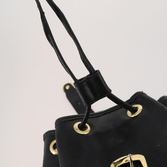 Gianni Versace Medusa Backpack Leather Black Gold Tone Auth BA14881