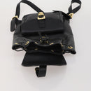 Gianni Versace Medusa Backpack Leather Black Gold Tone Auth BA14881-16