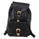Gianni Versace Medusa Backpack Leather Black Gold Tone Auth BA14881-2