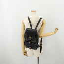 Gianni Versace Medusa Backpack Leather Black Gold Tone Auth BA14881-25
