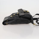 Gianni Versace Medusa Backpack Leather Black Gold Tone Auth BA14881-5