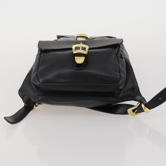 Gianni Versace Medusa Backpack Leather Black Gold Tone Auth BA14881