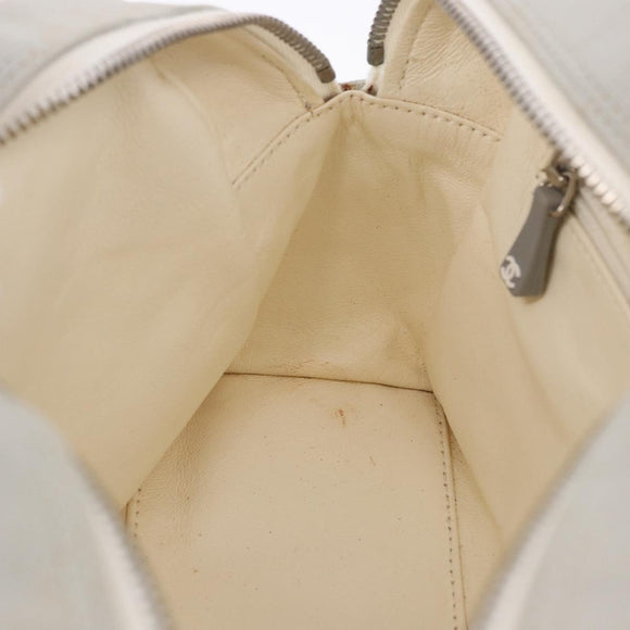 CHANEL Sports Hand Bag Canvas Gray Silver CC Auth BA14884A