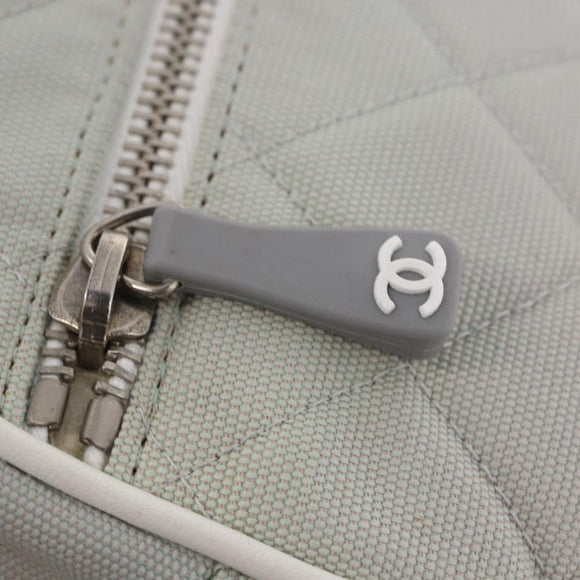 CHANEL Sports Hand Bag Canvas Gray Silver CC Auth BA14884A