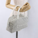 CHANEL Sports Hand Bag Canvas Gray Silver CC Auth BA14884A-25