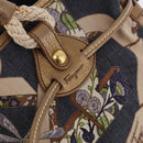 Salvatore Ferragamo Denim Gancini purse Tote Bag Navy Gold Tone Auth BA14886A-15