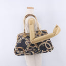 Salvatore Ferragamo Denim Gancini purse Tote Bag Navy Gold Tone Auth BA14886A-23