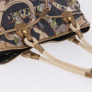 Salvatore Ferragamo Denim Gancini purse Tote Bag Navy Gold Tone Auth BA14886A-6