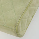 CHANEL Matelasse Shoulder Bag Suede Green Gold Tone CC Auth BA14888A-10