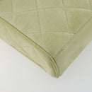 CHANEL Matelasse Shoulder Bag Suede Green Gold Tone CC Auth BA14888A-11